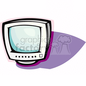 Clipart image of a retro computer monitor with a purple shadow.