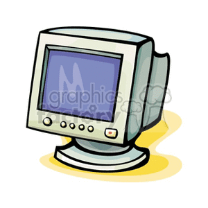 Clipart image of a vintage computer monitor with a blue screen.