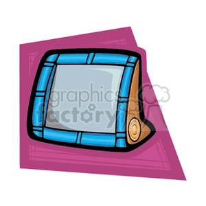 Clipart of a retro pink computer monitor in a cartoon style with a pink background.