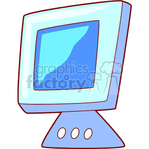 A stylized clipart image of a retro computer monitor with a curved screen and a triangular base.