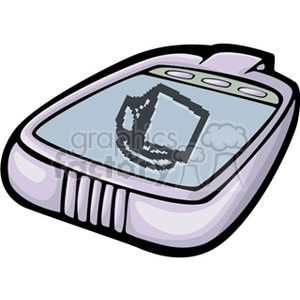 Clipart image of a stylized PDA device with a simple black and white display.