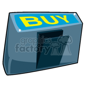 Clipart image of a large blue and yellow 'BUY' button.