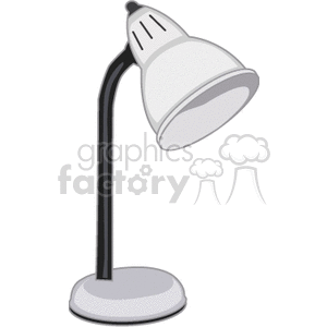 Clipart image of a modern desk lamp with a black stand and white lampshade.