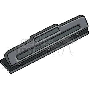 Illustration of a three-hole punch device in black and gray tones.