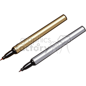 Clipart image of two marker pens, one gold and one silver.