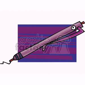 Clipart image of a quirky purple pen drawing on a purple background.