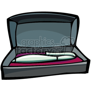 Clipart image of a fountain pen inside an open case.