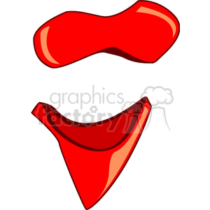 Clipart image featuring a stylized bikini top and bottom in bright red