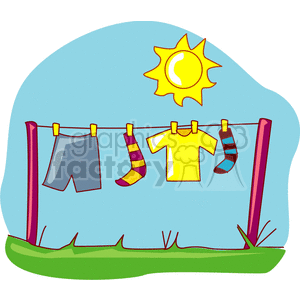 Outdoor Clothes Drying on a Clothesline