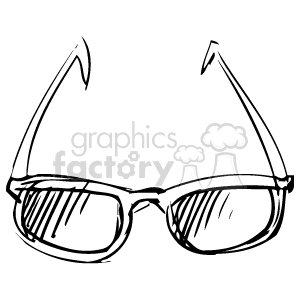 A black and white sketch of sunglasses with a simplistic, hand-drawn aesthetic.