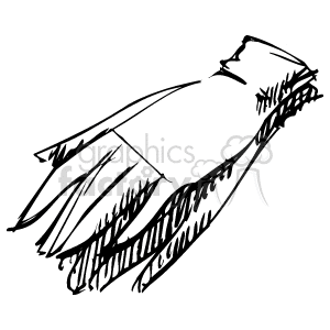 A black and white sketch of a glove, drawn in a simple and artistic style.