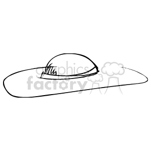 A simplistic black and white clipart illustration of a sombrero hat with a wide brim.