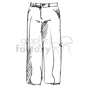 A black and white line drawing of a pair of pants.