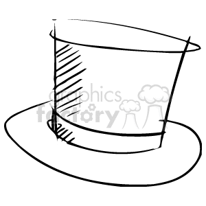 A black and white clipart image of a top hat sketch.