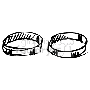 Black and white clipart image of two wedding rings.