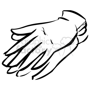 A black and white clipart image of a single glove, depicted with simple and clean lines.