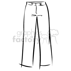 A black and white clipart image of a pair of pants. The artwork is hand-drawn with sketch-like lines, capturing the design and folds of the clothing.