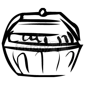 A black and white clipart image of a jewelry box