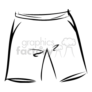 A simple outline clipart of a pair of shorts.