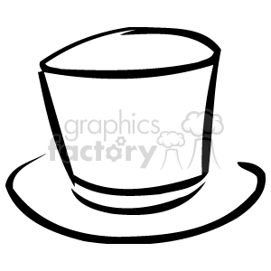 Black and white clipart illustration of a top hat.