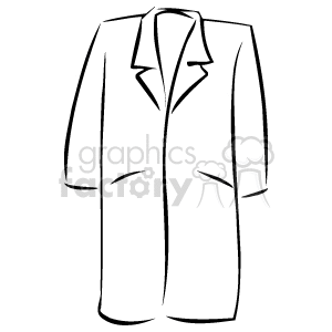 A black and white clipart image of a lab coat, typically worn by scientists or medical professionals.