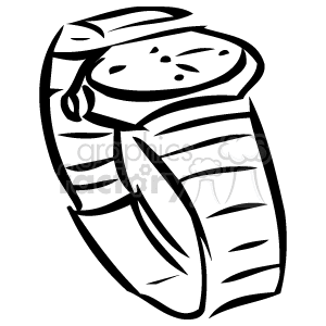 A black and white clipart illustration of a wristwatch.
