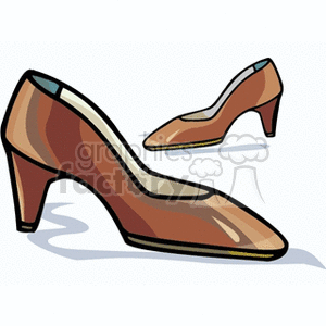 Clipart image of a pair of brown high-heeled shoes.