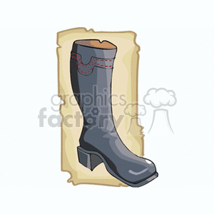 Clipart image of a single black cowboy boot with red stitching.