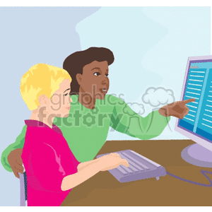 students on a computer