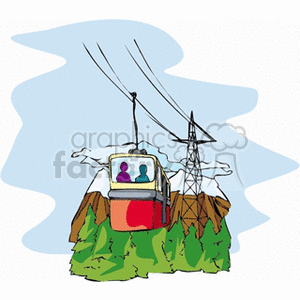 Ski Lift Cable Car in Mountain Scenery