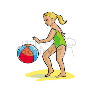 Girl Playing with Beach Ball