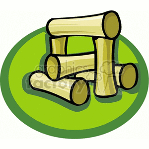 Clipart image of wooden logs arranged in a stack, possibly representing a game or entertainment piece.