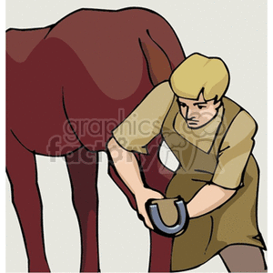 Horse and Farrier Horseshoe Fitting