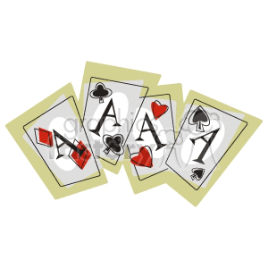 Clipart illustration of playing cards showing four aces in a casino theme.