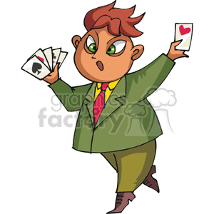 Cartoon Character with Playing Cards - Casino Theme