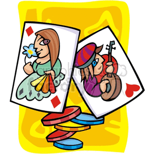 Colorful Casino with Cards and Chips