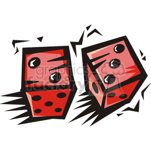 Illustration of two red dice commonly associated with gambling and casinos.