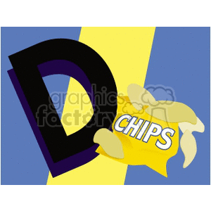 The letter D with bag of chips