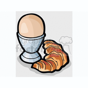 Breakfast with Croissant and Boiled Egg