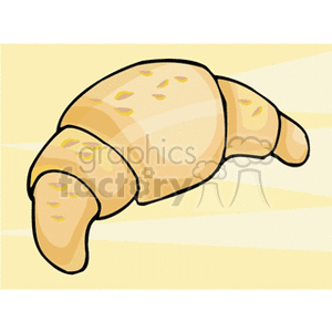 The clipart image shows a stylized illustration of a golden-brown croissant, which is a pastry commonly associated with French cuisine and enjoyed worldwide as a breakfast item or snack.