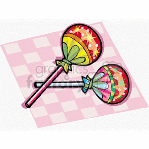 Colorful Lollipops on Checkered Background