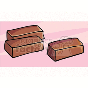 Clipart image of three chocolate bars on a pink background.