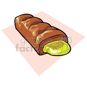 Clip art image of a chocolate candy bar with green filling.