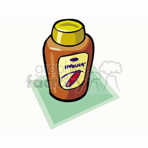 A cartoon-style clipart image featuring a jar with a yellow lid and an abstract label design.