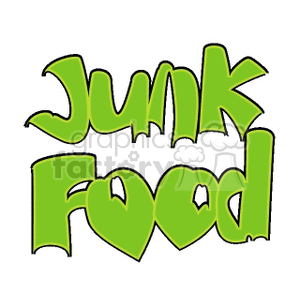 Green stylized text saying 'Junk Food' on a white background.