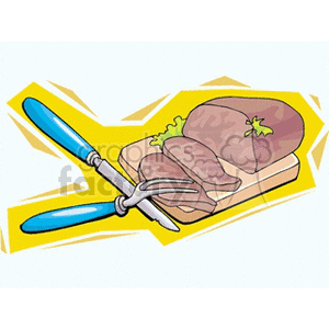 Cartoon Roast Meat on Cutting Board