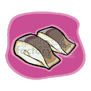 Clipart image of two sliced pieces of fish filet.