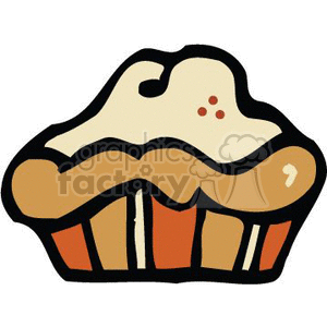 A clipart image of a pie with a dollop of frosting on top.