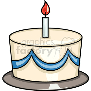 birthday cake with blue frosting and a candle