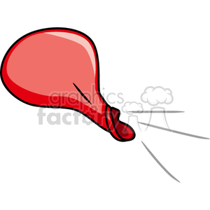 A clipart image of a red deflated balloon.